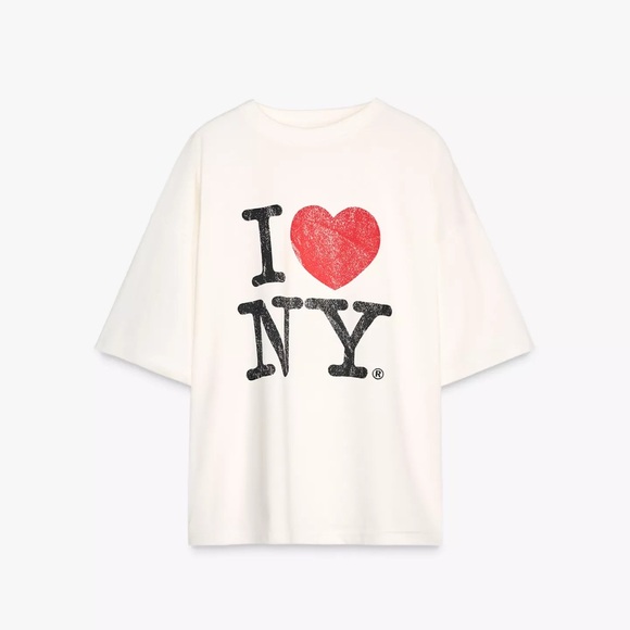 NWT Zara White 'I Love NY' Short Sleeve Tee - Picture 2 of 10